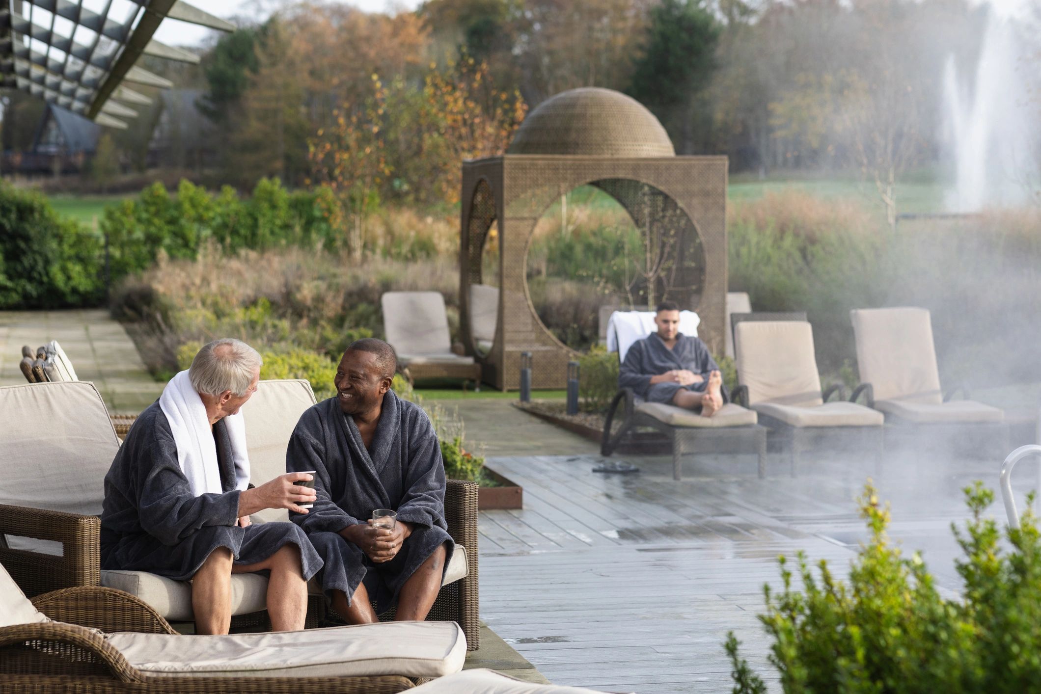 Clients enjoying a calm and upscale spa atmosphere